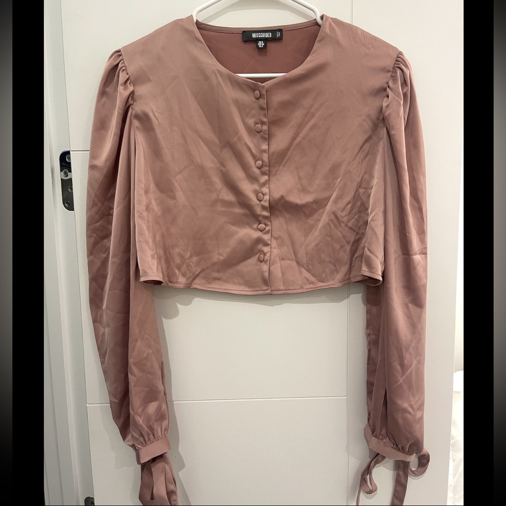Satin Button Down Crop Top